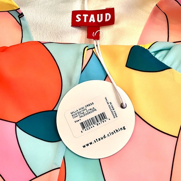 🌺🎉HP🎉🌺 NWT Staud Milla Mini Dress Citrus Kaleidoscope - Picture 16 of 16